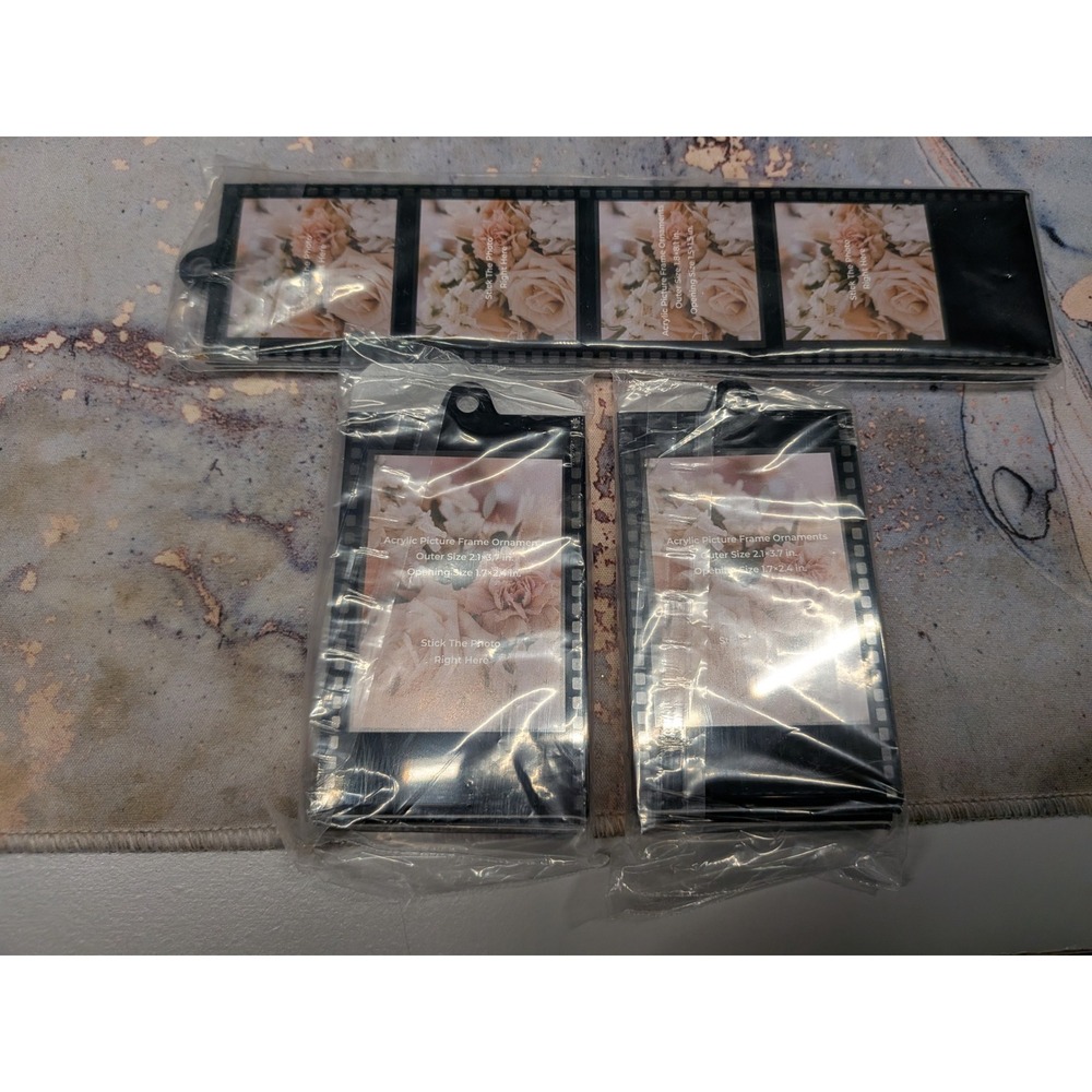 Acrylic Film Strip Picture Frame Ornaments Set‎ Black Retro Photo Frames NEW